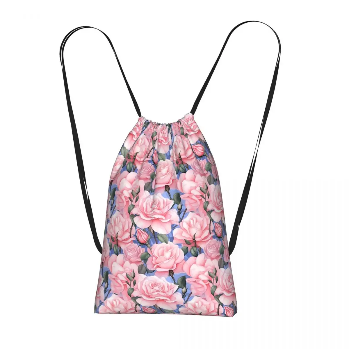 

Pink Rose Botanical Garden Watercolor Backpacks Portable Drawstring Bags Sports Bag Book Bags for Travel School