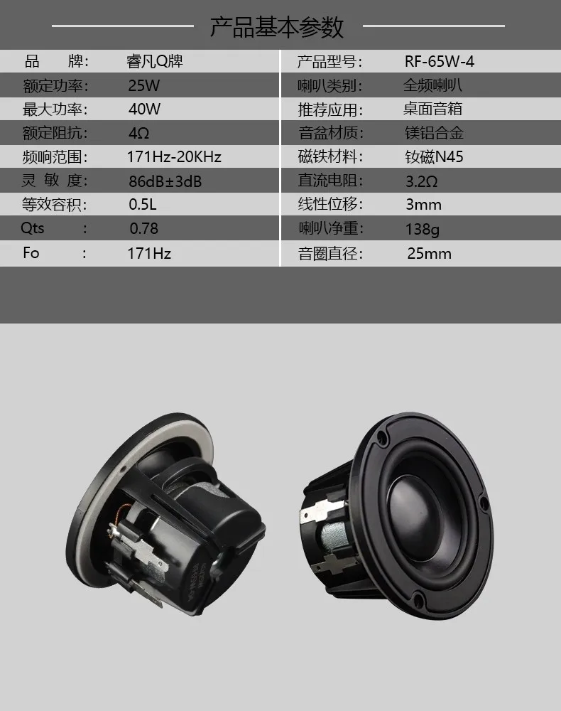 GHXAMP 2-Zoll-HiFi-Breitbandlautsprecher: Dichter Klang und harziger Klang, Rivaling für Peerless NE65W-04 (4Ω, 25W), 2 Stück – Detail 4