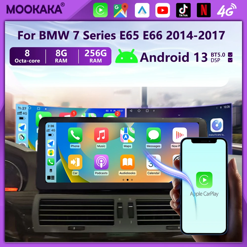 Android 13 Car Radio Carplay For BMW 7 Series E65 E66 2014~2017 Auto GPS Multimedia Stereo Player Head Multimedia Unit view 3