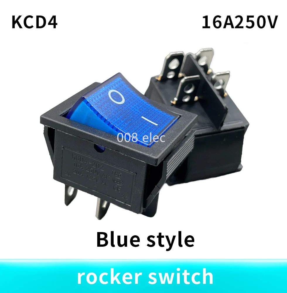 5Pcs Rast Rocker Switch Power Schalter I/O 4 Pins mit Licht 16A 250VAC 20A 125VAC KCD4