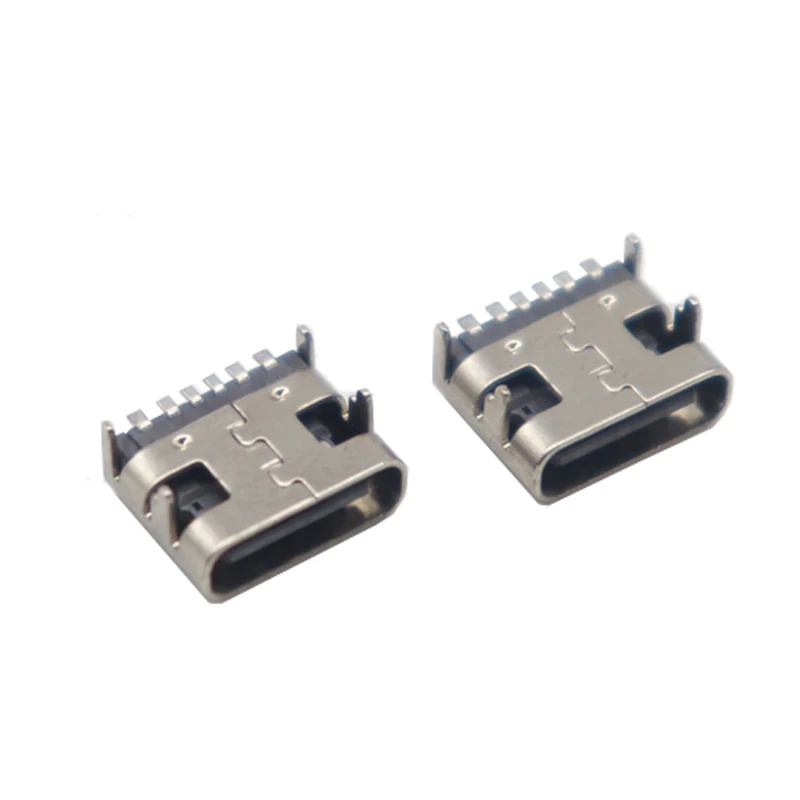【20PCS】6 Pin SMT Socket Connector Micro USB Type C Female Placement For PCB design DIY high current charging housing