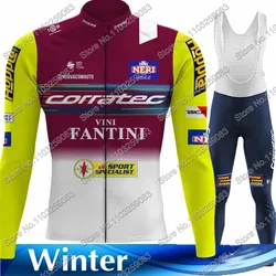 Winter Corratec Team 2024 maglia da ciclismo Set uomo manica lunga italia giallo abbigliamento da ciclismo tuta MTB Bike Road Pants bavaglino Maillot