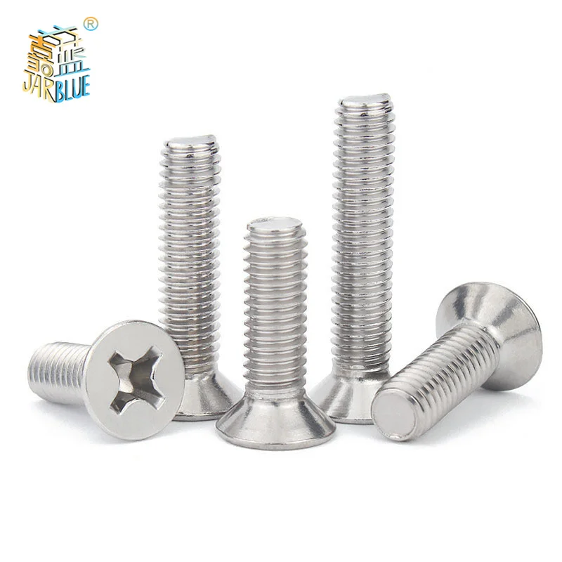 100pcs/ Lot Cross Recessed Countersunk Head Self-tapping Screws Nickel Plated Carbon Steel M1 M2 M2.6 M3 M4 Flat Phillips Screw