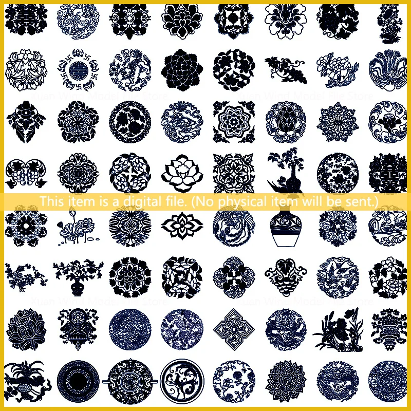 300+ Vector Files Chinese Classical Flower Pattern Drawings DXF EPS AI Formats For CNC Plasma Printing Files Design