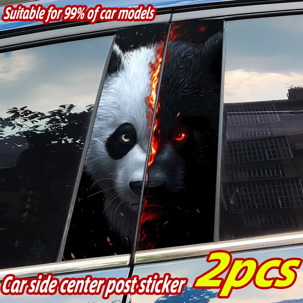 

Double-Side Panda Car Stickers Animal Auto B Pillar Waterproof Decor Cover Scratches Sunscreen Car Door Pillar Decal Accessories