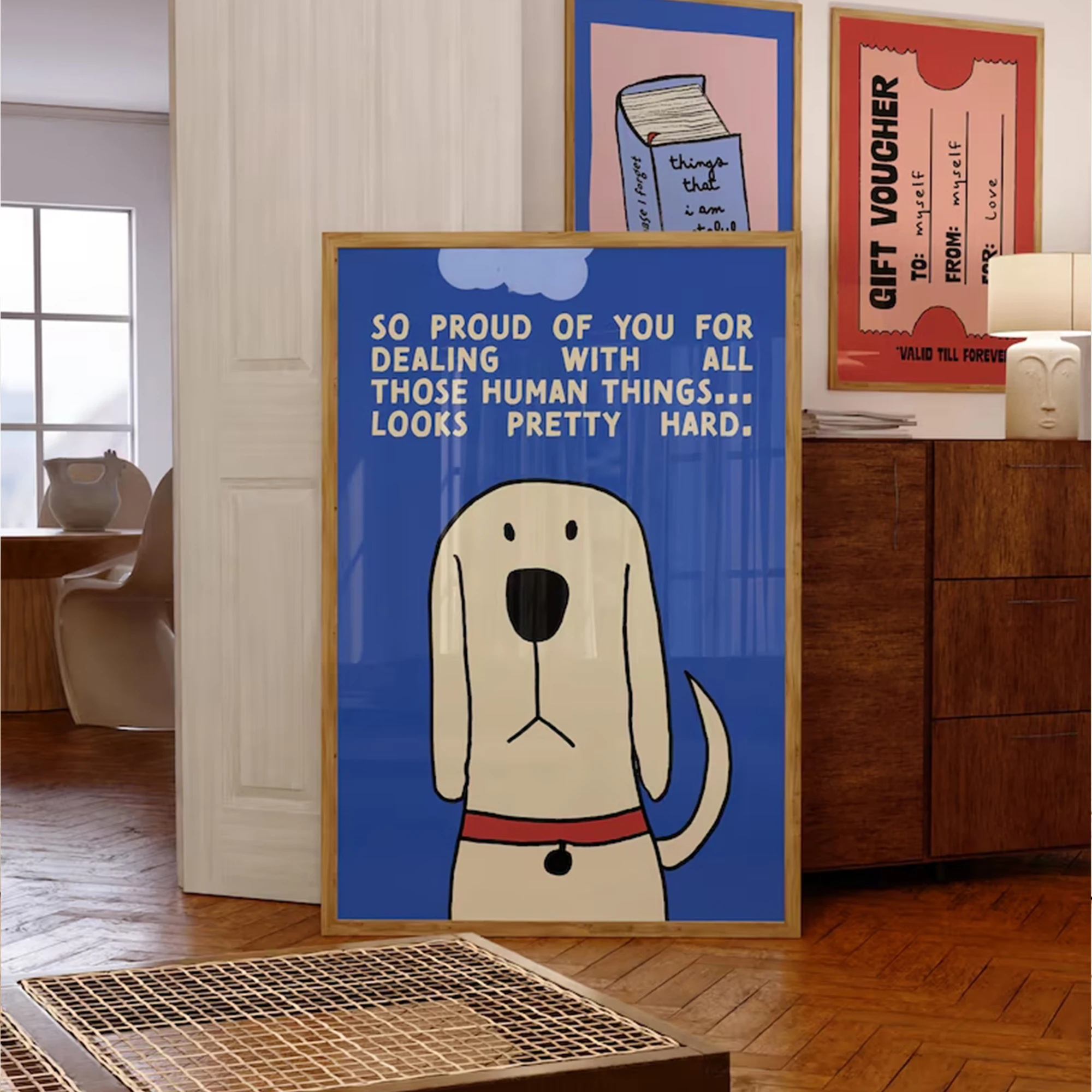 Modern Cute Encouraging Quote Proud Of You Dog Wall Art Print Canvas Painting Poster Picture For Bedroom,Living Room Home Decor