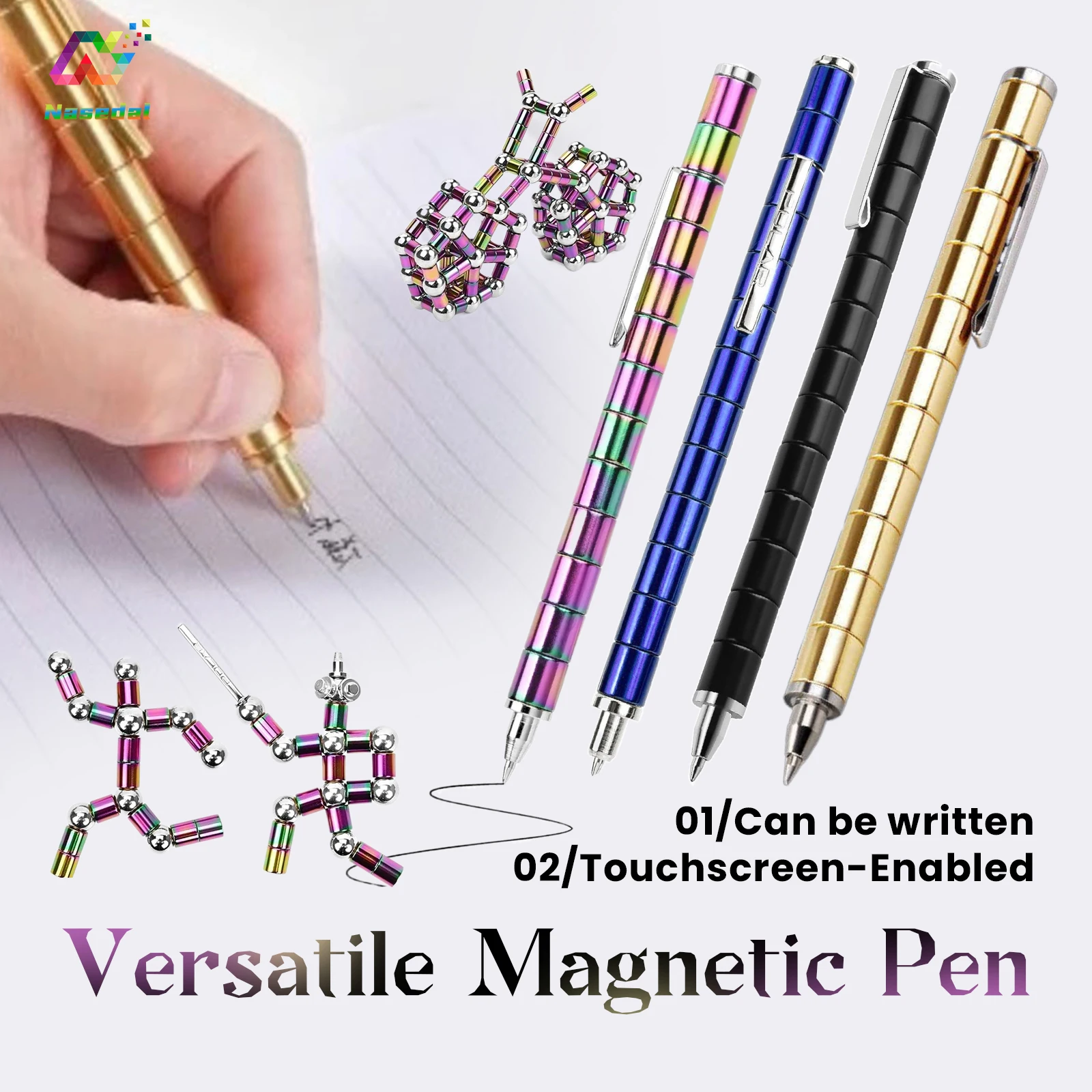 Multifunctional Magnetic Pen Deformable Writing Pen Creative Magnet Capacitive Pen Stress Relief Stationery Set Hobby DIY Toys