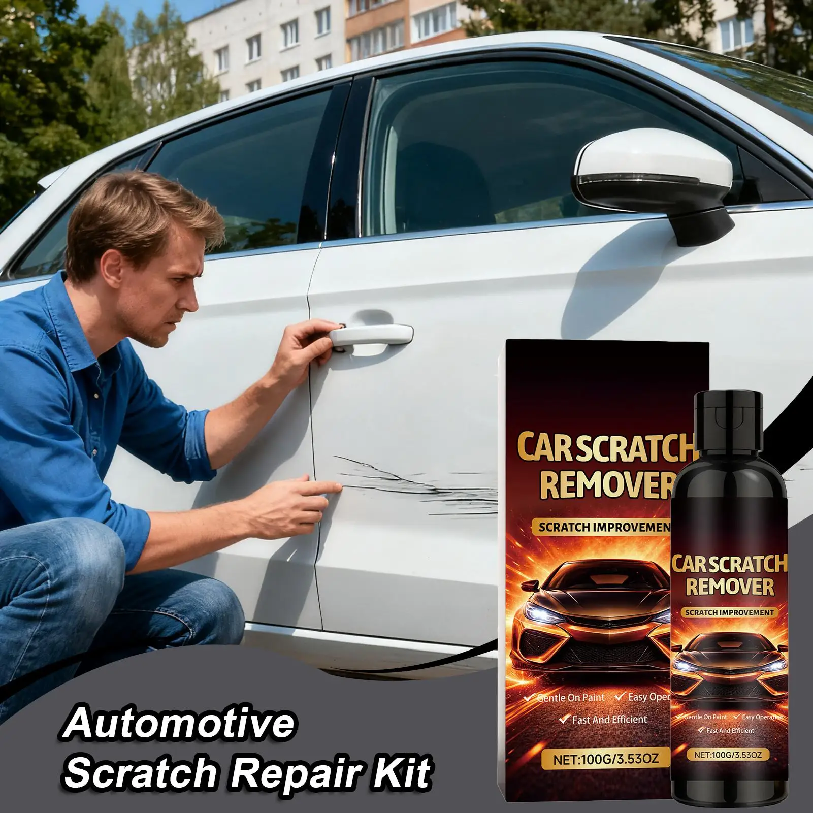 Scratch Remover For Vehicles 100g Swirls Eraser Restorer With Sponge Car Scratch Repair Kit For Light Oxidation Water Spots