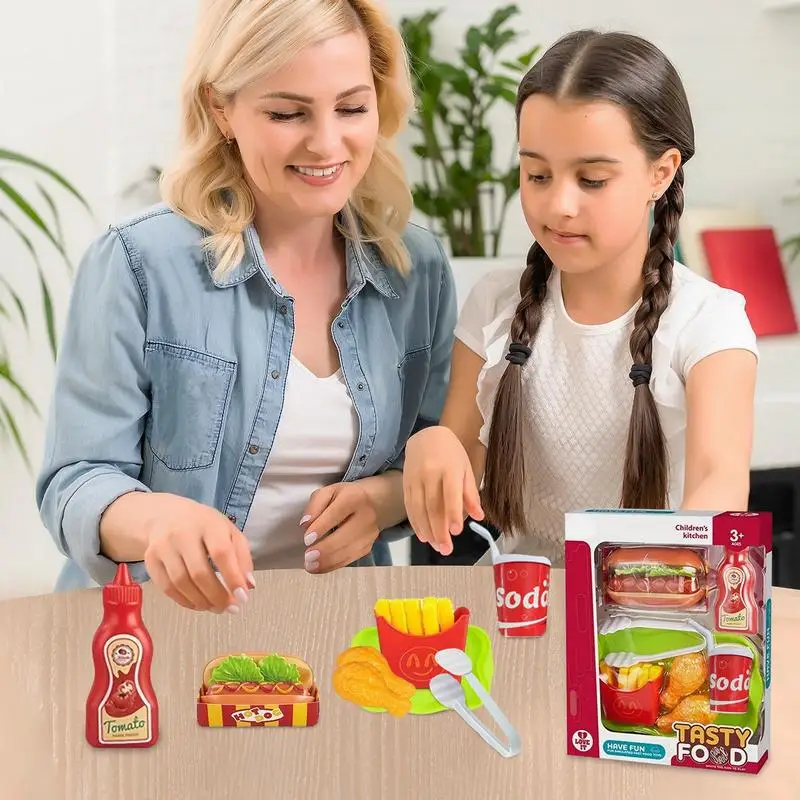 Juego de comida rápida, utensilios de cocina, juego de simulación, juguete de cocina, juego de simulación, accesorios de cocina divertidos para niños para Pascua