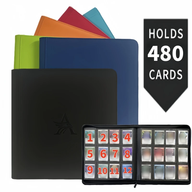 12-Pocket Card Binder (480 Cards) – Black/ Industrial-Strength Storage for TCG & Sports Cards. Collector's Dream