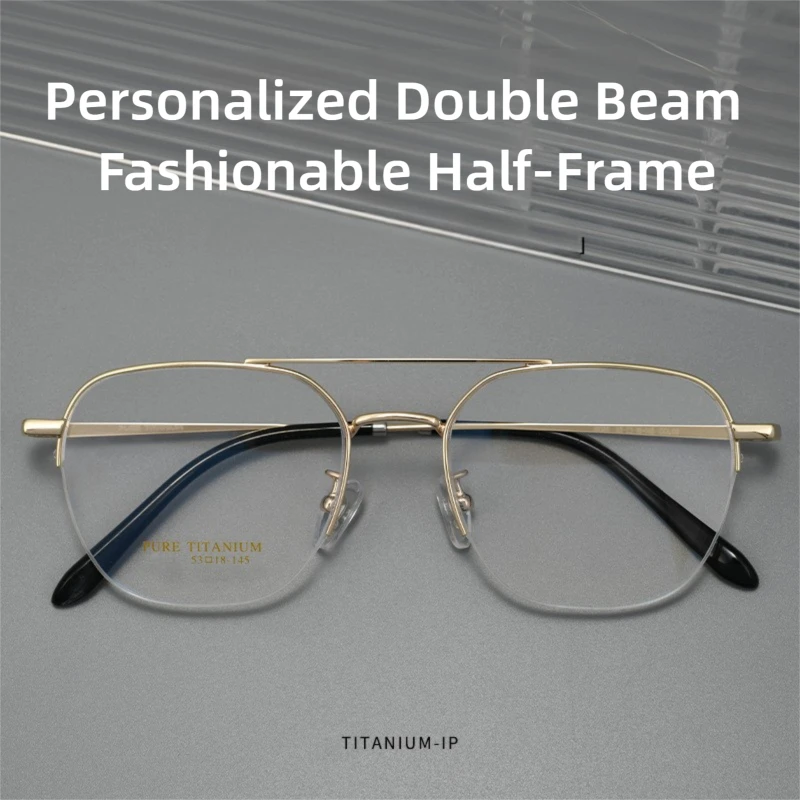 BEAUTIFUL NOW Lentes graduadas con montura ultraligera para miopía con montura de doble puente para hombre