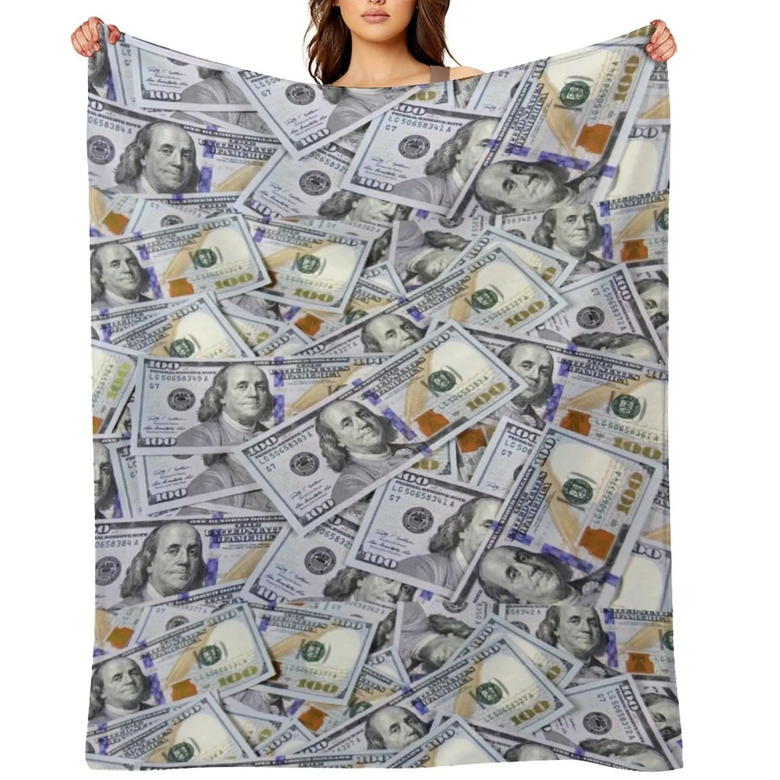 

One Hundred Dollar Bills Throw Blanket Single Thins for babies Flannels Blankets