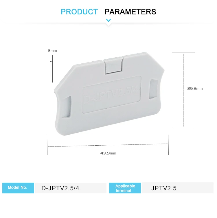10Pcs D-PTV 2.5/4 Ende Abdeckung Für Seitlichen Leiter Routing PTV 2 Push-in Draht Stecker Elektrische DIN Terminal Block D-PTV2.5/4 – Detail 2