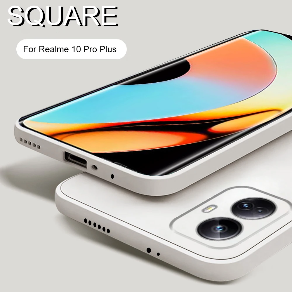 For Realme 10 Pro Plus Cover Liquid Silicon Plain Protector Rubber Phone Case For Realme 10 4G 10Pro 10 ProPlus Realme10 Pro+ 5G