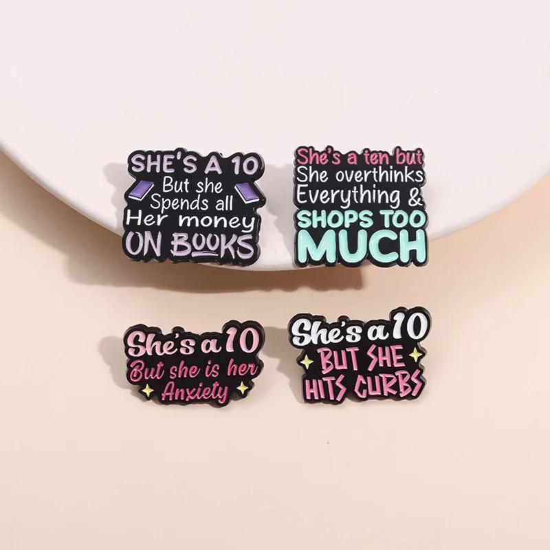 Overthinks Everything Brooch Mental Health But She Is Anxiety Enamel Pin Backpack Social Phobia Jewelry Gift For Friend