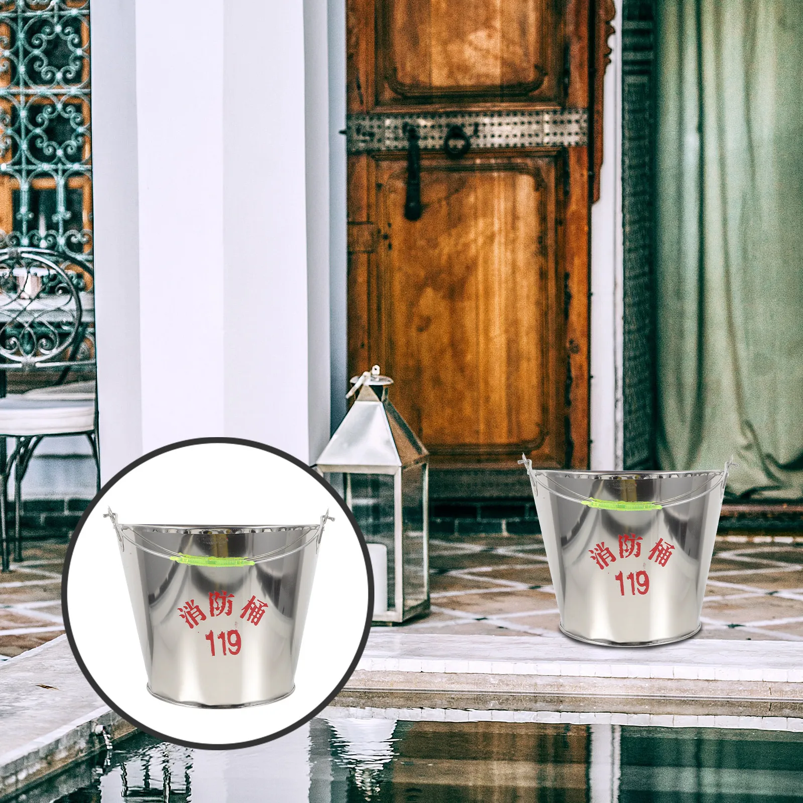 

Premium Stainless Steel Semi Circular Sand Bucket for Fire Emergency Home Garage Fireplace Automotive Use Double Insulated Safe