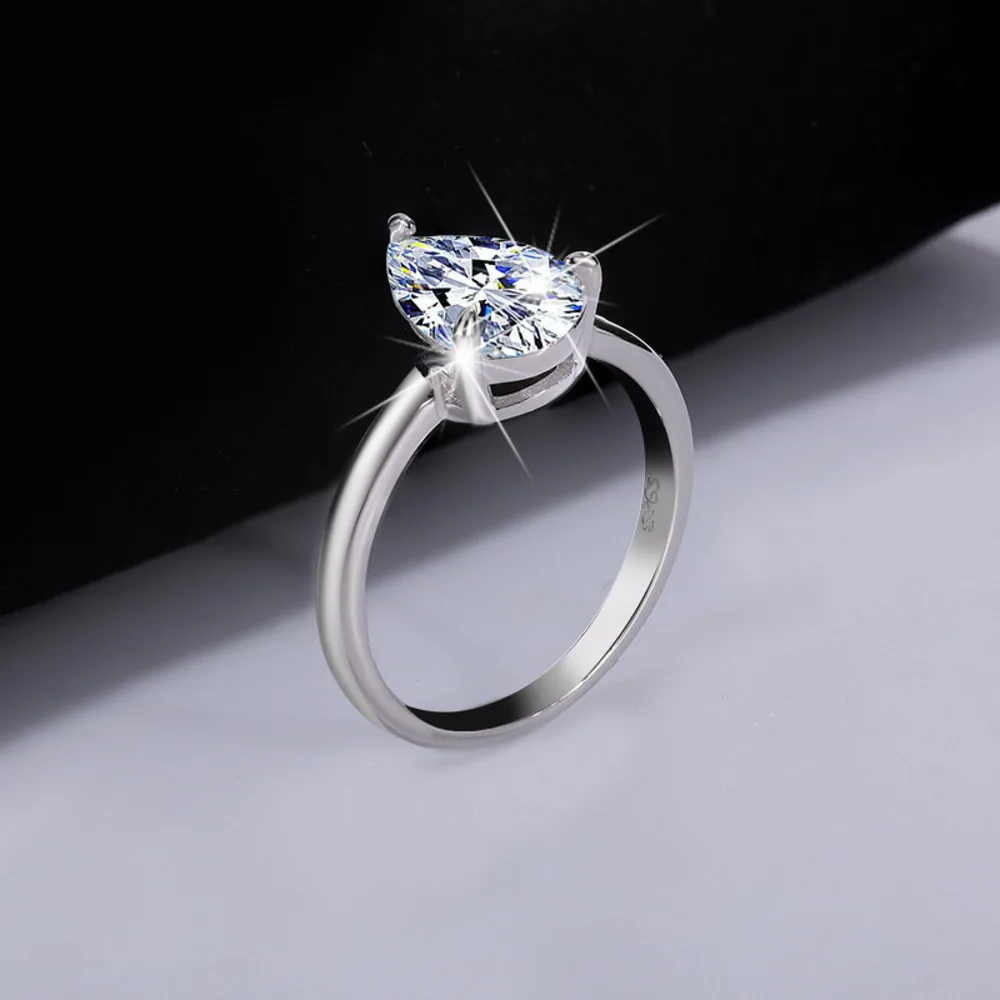JH 0.8-4 قيراط مويسانيتي خاتم للنساء الرجال 925 فضة قطرة خاتم زواج بسيط D VVS1 مختبر الأحجار الكريمة غرامة مجوهرات هدية