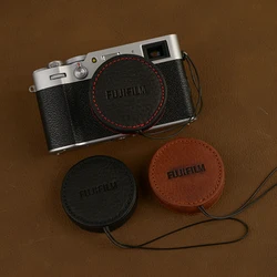 manual Genuine leather cowhide Lens Cap for lens Waterproof Protection Camera Lens Cover for Fuji Fujifilm X100V X100 V x-100vi