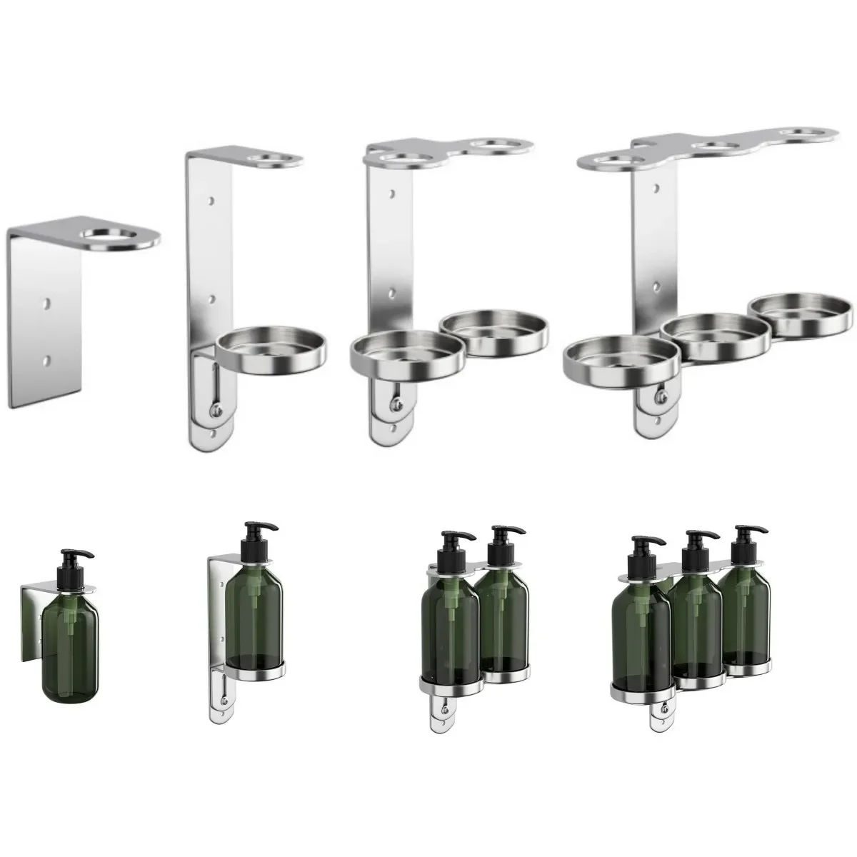 1pc Wall Mounted  Stainless Steel Bathroom Soap Dispenser Bottle Holder Storage Rack Home Improvement Accessories