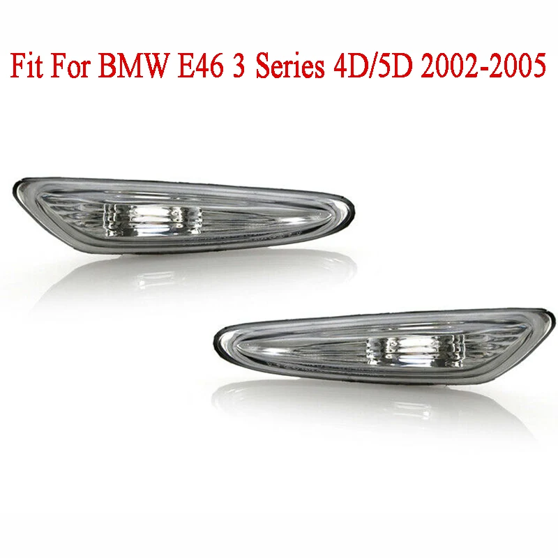 Pair Car Turn Signal Side Fender Marker Light Lamp Cover Shell Housing Lens Left&Right Fit For BMW 3 Series E46 4D/5D 2002-2005