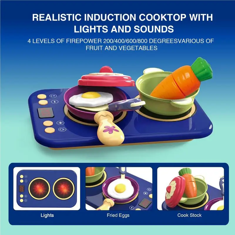 Kinder Küche Spielset Küche Rollenspiel Spielzeug mit Ton und Licht pädagogisches Cartoon Lernspielzeug für Kinder Mädchen Kinder
