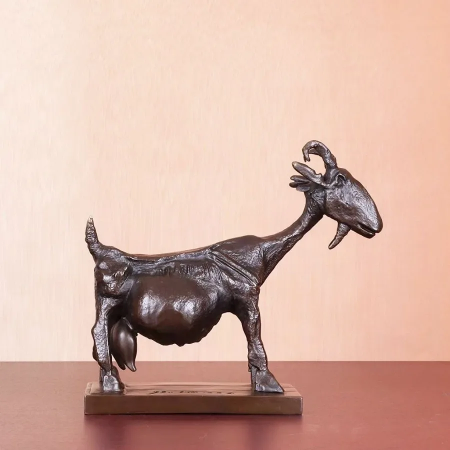 البرونزية بيكاسو الماعز تمثال النحت الشهير النحاس الفن هواية تمثال طبق الاصل الحيوان الحرف اليدوية ديكور غرفة مكتب المنزل