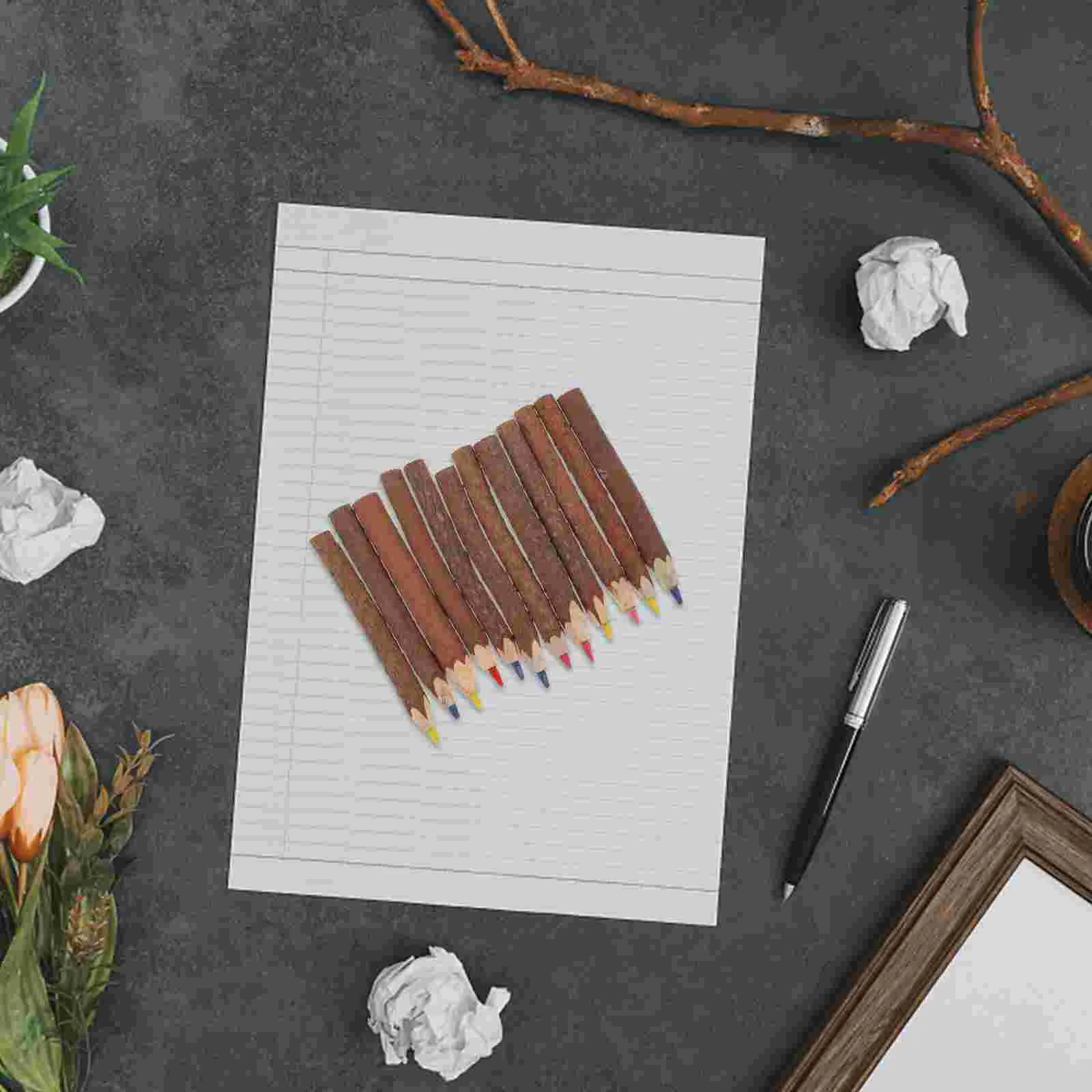 12 Pcs Pencils Bulk Branch Colored Bark Tree Twig Natural Household Wood Wooden