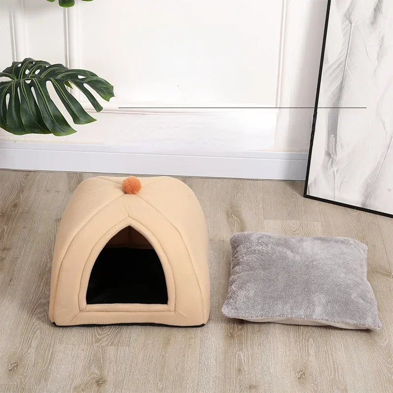 

Half-closed Cat Bed with Removable Cover, Mongolian Yurt Style Dog House Pet Supplies Accessories, Large Calming Dog House Bed