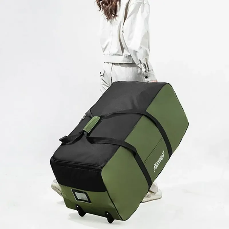 Wheeled Storage Box Large Capacity Outdoor Camping Picnic Equipment Organizer Foldable Travel Bag for Cosmetics Clothing Supply