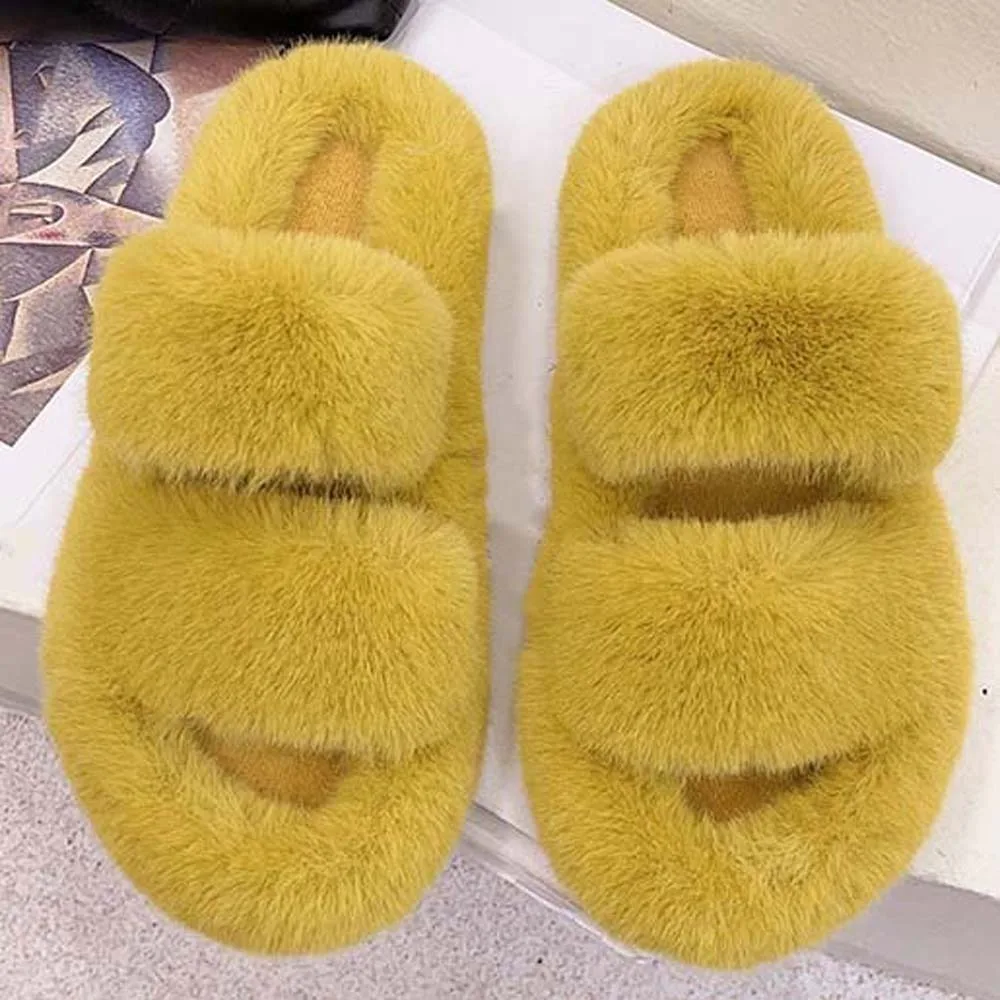 

Мягкие зимние тапочки с открытым носком, утолщенные плюшевые хлопковые тапочки с двойной перекладиной, Нескользящие однотонные теплые домашние хлопковые туфли для спальни
