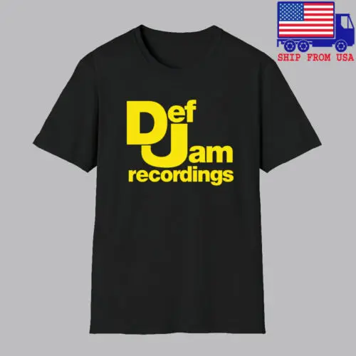 Мужская черная футболка с надписью Def Jam с возможностью записи