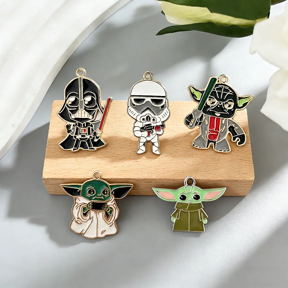 5Pcs Star Wars Baby Charms Set Darth Vader Stormtrooper Pendant DIY Jewelry Making Supplies for Necklace Bracelet Keychain Craft