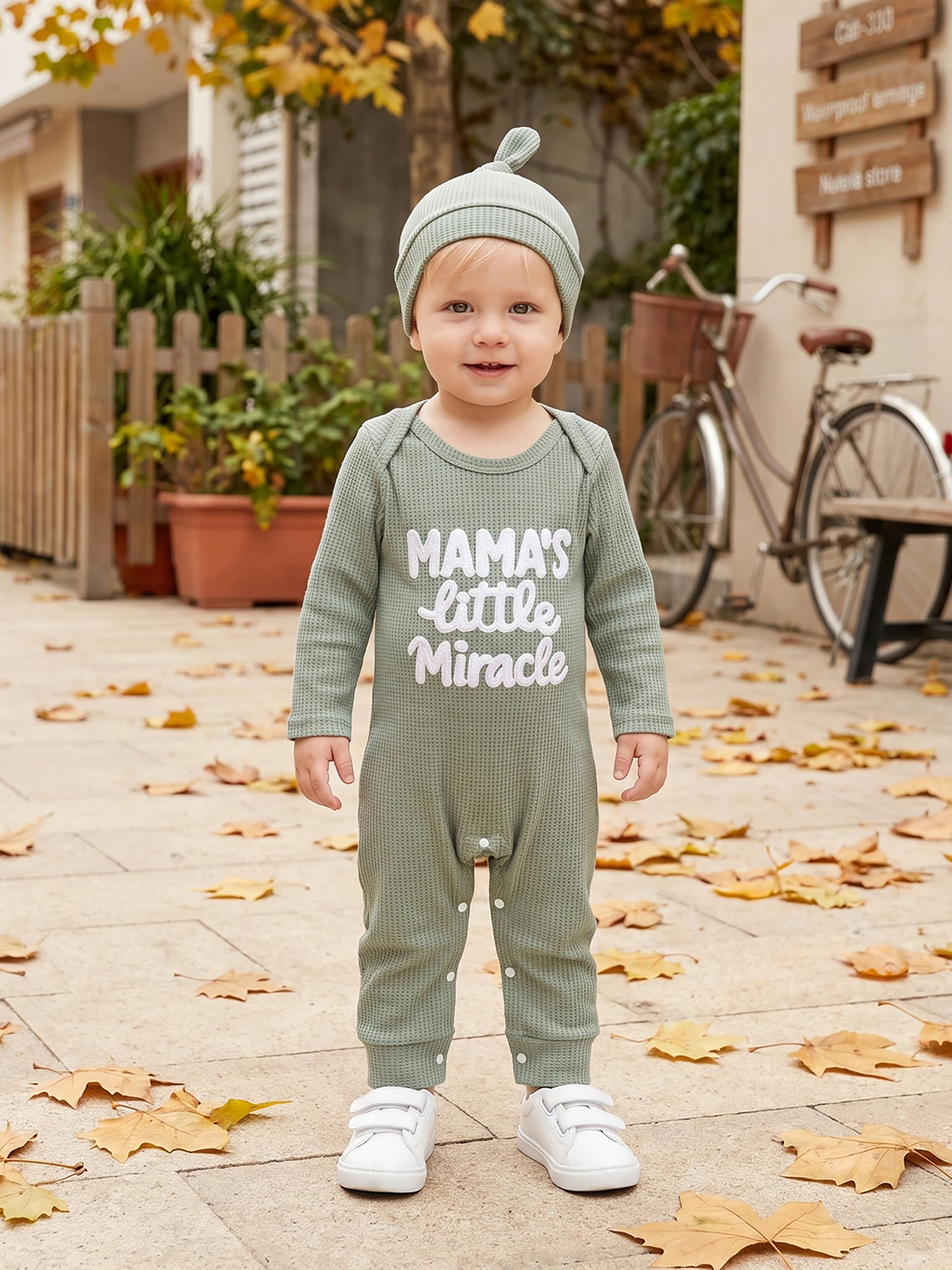 Baby Waffle-Jumpsuit-Long Boys Waffle Romper Hat Jumpsuit Long Sleeve Baby Boys Waffle Baby Boys Waffle