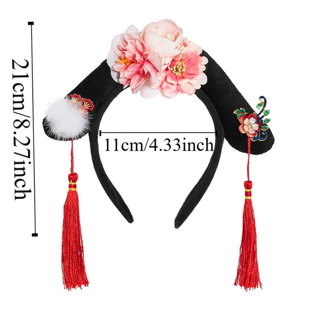 Sweet Hanfu Flower Headband Long Tassel Butterfly Chinese Style Hair Hoop Hair Accessories Chinese Knot Children Hair Bands