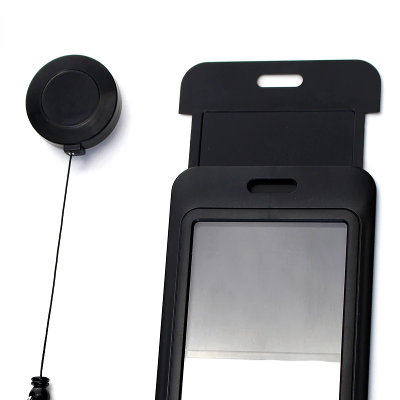 1pc Plastic Chest ID Tag Staff Work Pass Card Cover Sleeve with Badge Reel Office Employees Name Badges Holder Protector Case