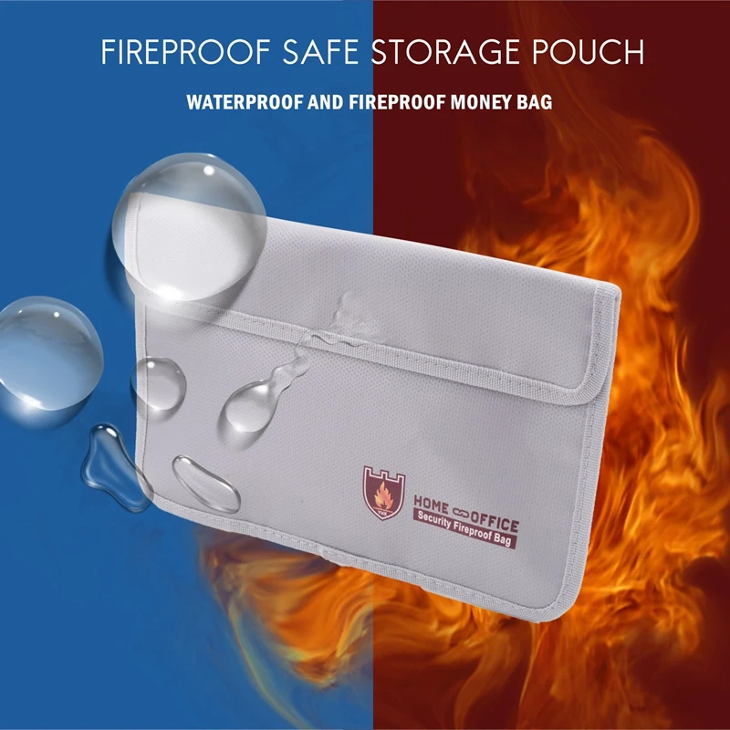 Fireproof Document Bag,Waterproof And Fireproof Money Bag With Zipper,Fireproof Safe Storage Pouch For Passport Ect.