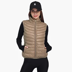 SANTELON Women Winter Lightweight Warm Water-Resistant Packable Puffer Vest With Pockets Sleeveless Stand Collar Coats Outerwear