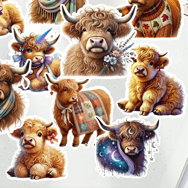 17pcs Cute Fantasy highland yak Stationery Stickers for DIY, Waterproof and Artistic Decals  Fresh  Images Journals Notebooks