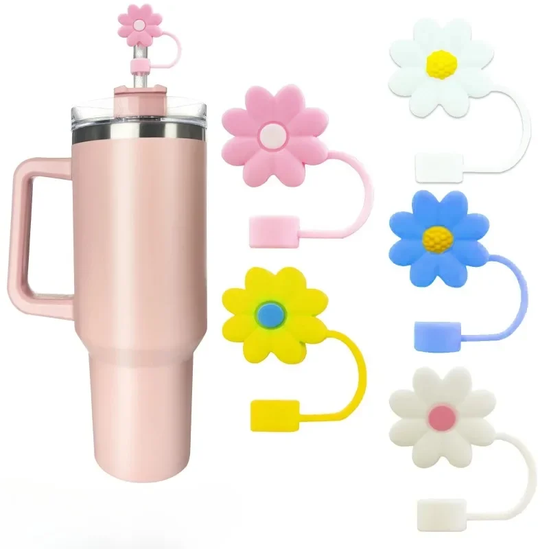 

Silicone Straw Covers Cap Compatible with Cup10mm Cute Flower Straw Toppers,Reusable Dust-Proof Straw Caps