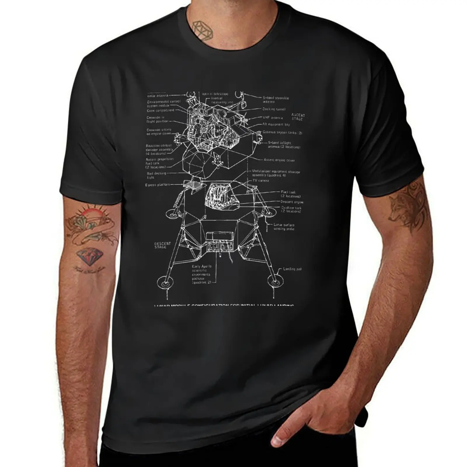 Lunar Module Schematic T-Shirt summer tops korean fashion funnys clothes for men