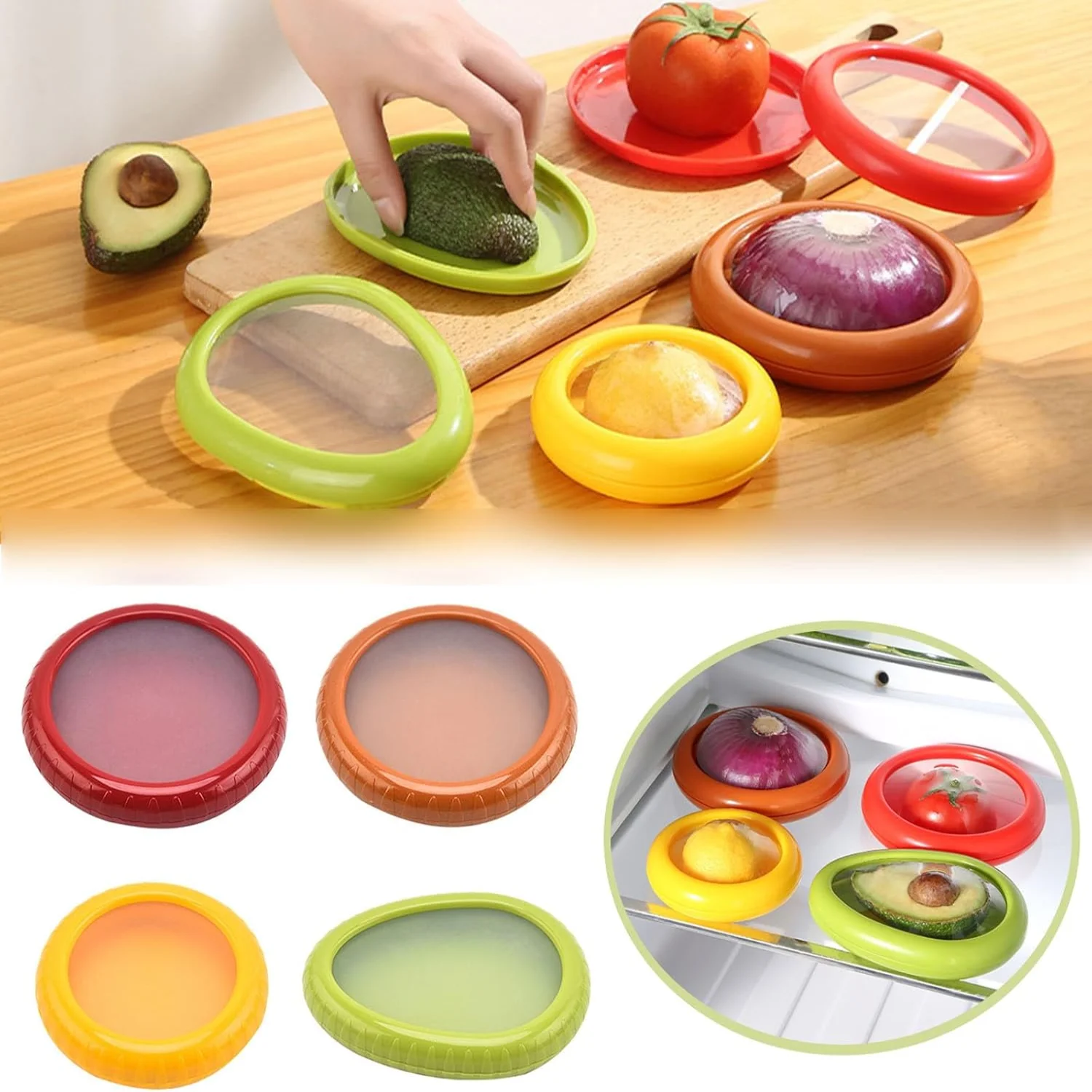 Fruit and Vegetable Anti-Oxidation  , Silicone Fruit  , Silicone Fruit and Vegetable  Containers Set for Fridge