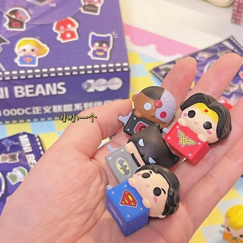 DC Justice League Mini Figure Batman The Flash Mini Beans Blind Box Cartoon Figure Doll Cute Car Decoration Collection Toy Gifts
