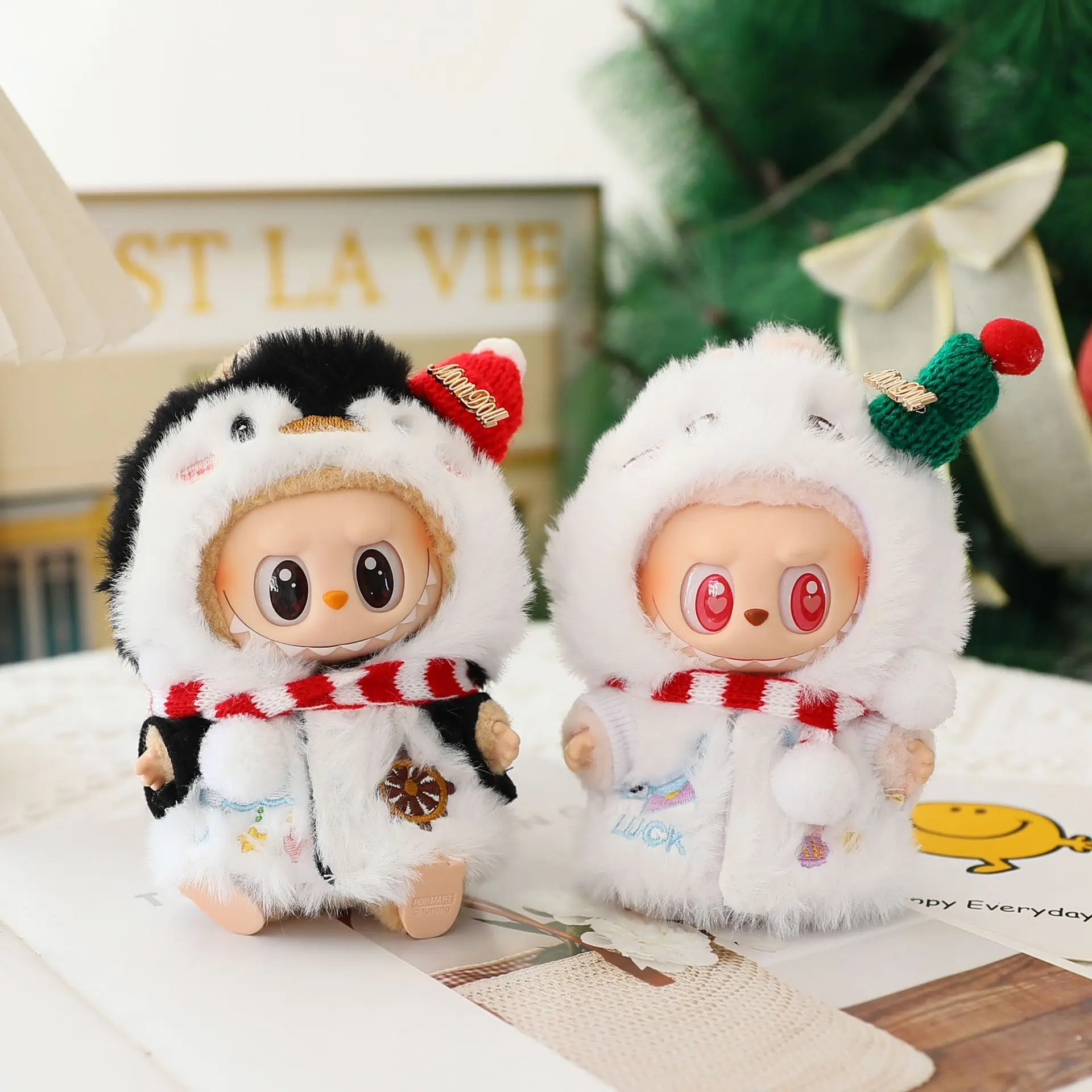

Комплект одежды для куклы Labubu 17 см, рождественский пингвин и снеговик, плюшевые наряды, праздничный костюм для вечеринки с аксессуарами в подарок
