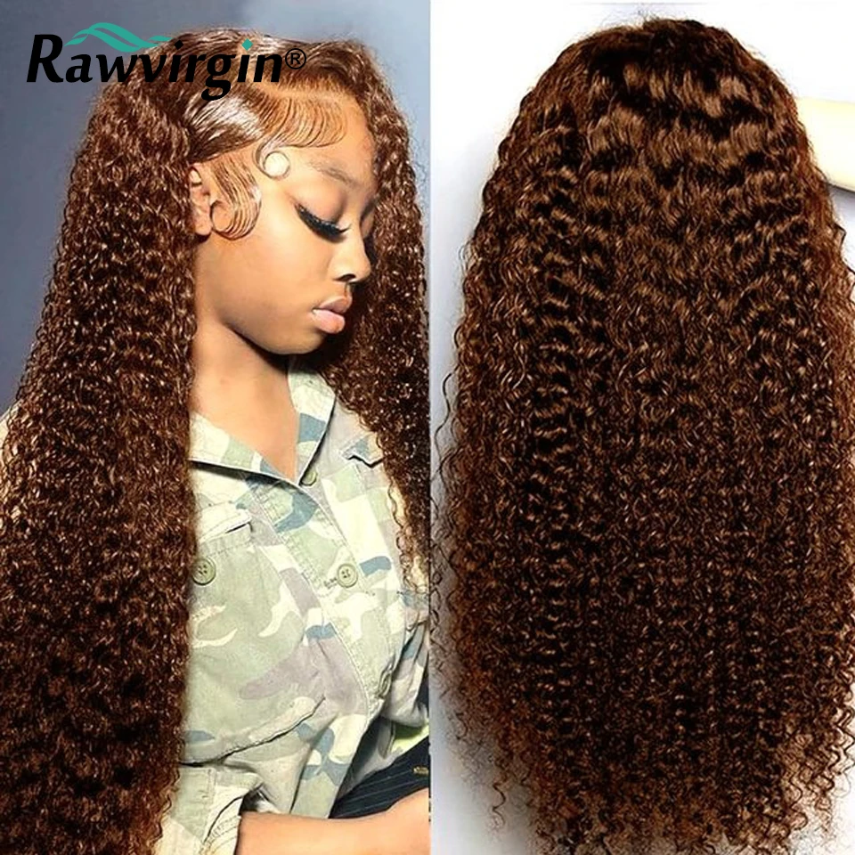 Chocolate Brown Colored 13X6 Lace Front Human Hair Wigs For Women Curly HD Transparent Lace Frontal Wig Brazilian Virgin Hair