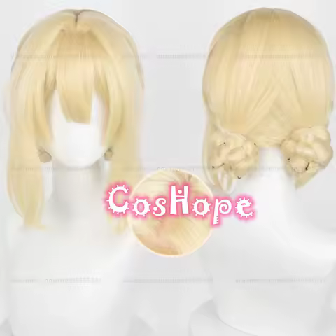 Violet Evergarden Cosplay Wig 30cm Wig With Buns Light Blonde Wig Cosplay Anime Cosplay Heat Resistant Synthetic Wigs