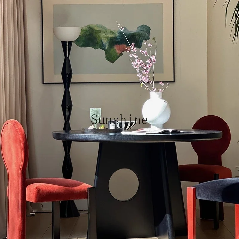 French antique round table, solid wood household simple modern art style  FT