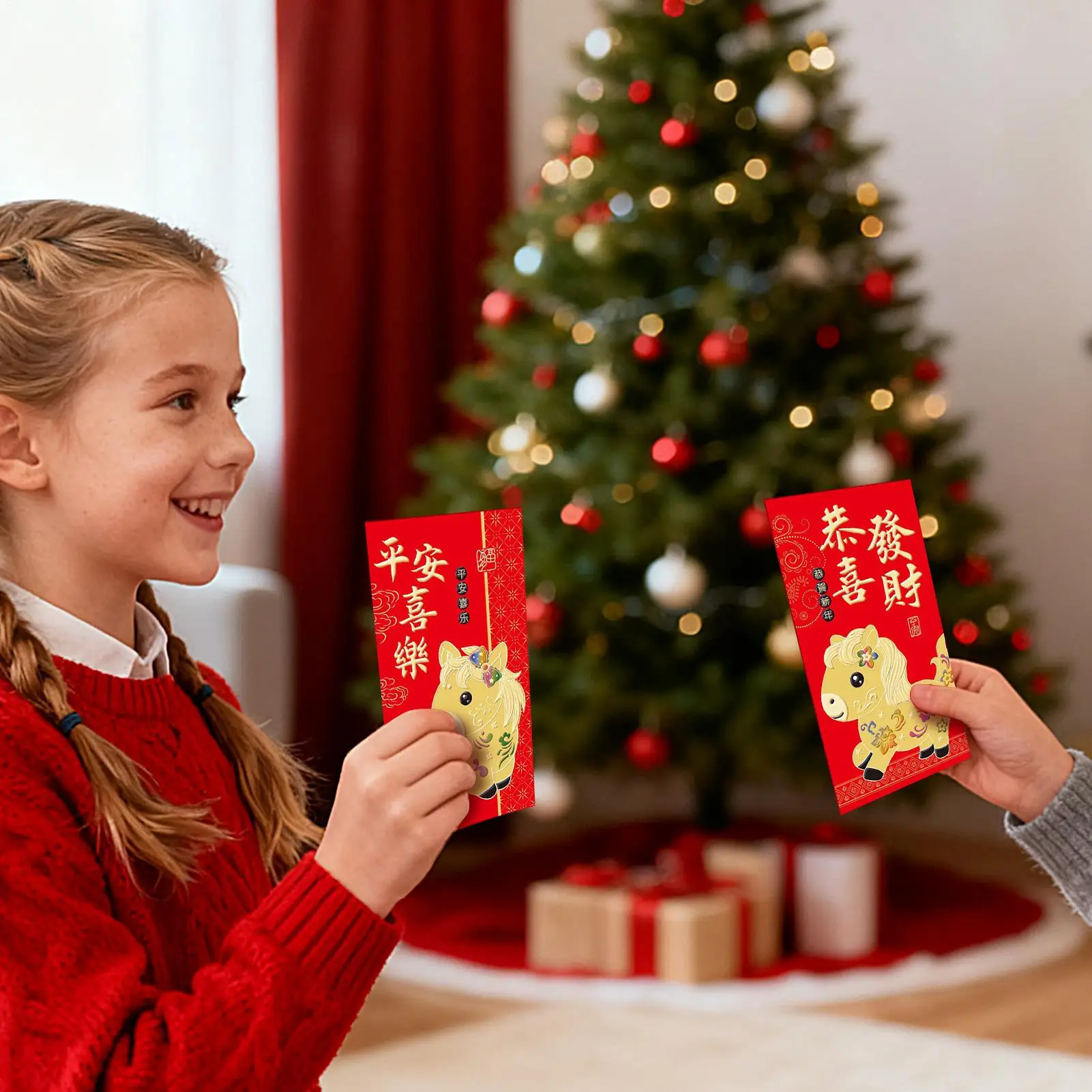 المظاريف الحمراء 6 قطع الكرتون المحمولة ديكورات المنزل المغلفات المال الصينية لصديقة الرجال النساء أطفال بنين بنات الشباب المراهقين #1