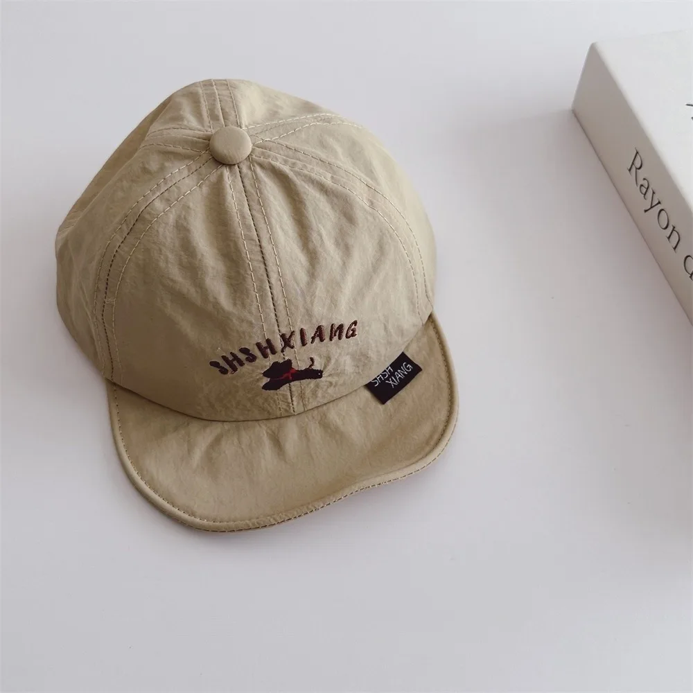 

Милая бейсболка в корейском стиле с щенком, шляпа с вышивкой букв, летняя детская шляпа от солнца, быстросохнущая детская шляпа с защитой от УФ-лучей, детская шляпа для мальчиков