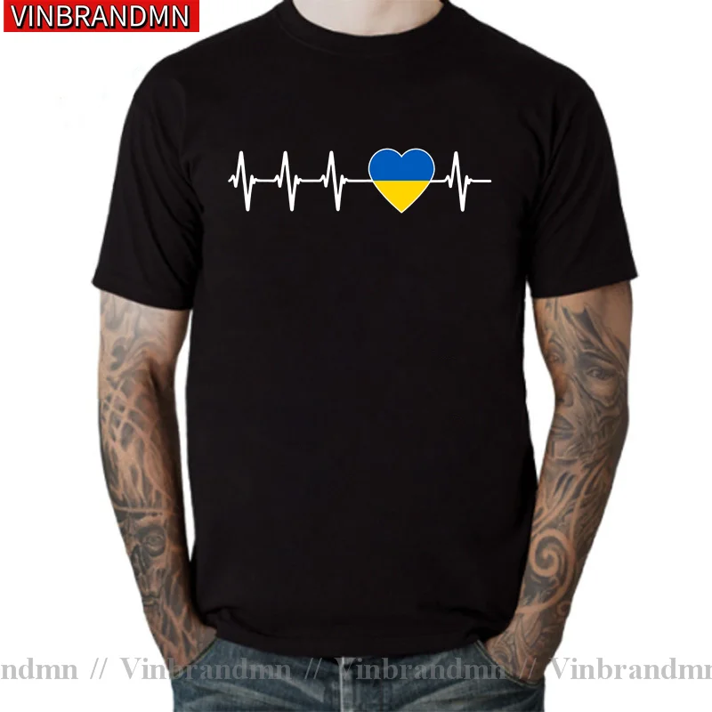 Ukrainian Heartbeat Tshirt I Love Ukraine Country Flag Heart Family T-Shirt Country Sporting UKR Ukrayina T shirts Camisa hombre