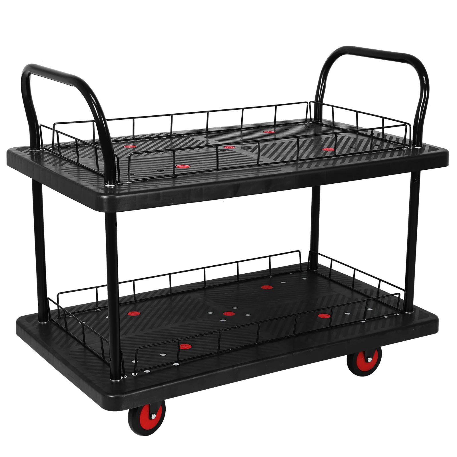 Carrito de Utilidad Rodante de 2 Niveles, Resistente, con Ruedas, Multiusos, para Almacén/Garaje/Limpieza/Fabricación